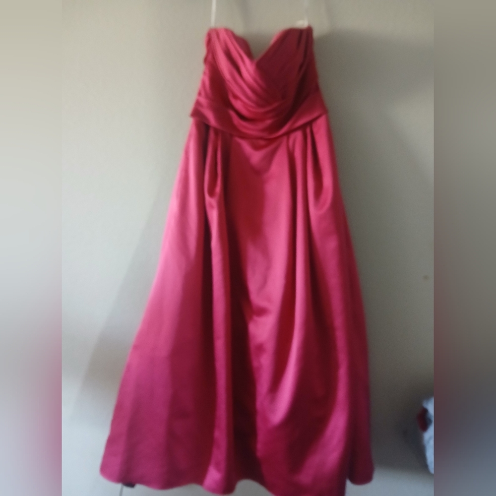 David's Bridal Strapless Fuchsia Ball Gown